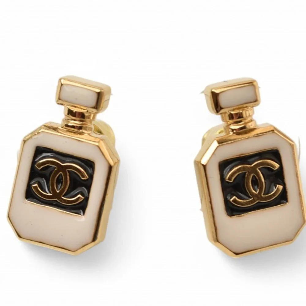 CHANEL Gold Logo Earrings